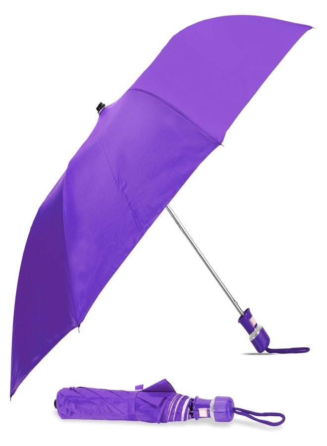 Btag Round Handle 2 Fold Small size Voilet Portable Auto Open Umbrella for Men Women & Kids | UV Protection, Waterproof, Rain, Sunlight Protection | Pack of 1 | Violet - Image 1